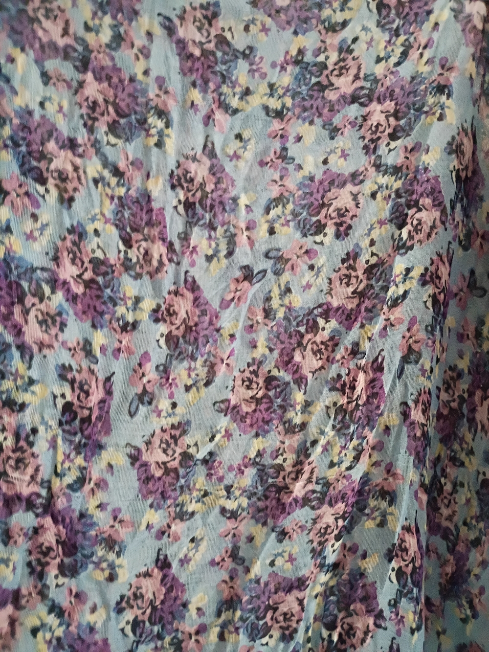 Light Blue Floral Ruffle Scarf - Picture 4 of 8